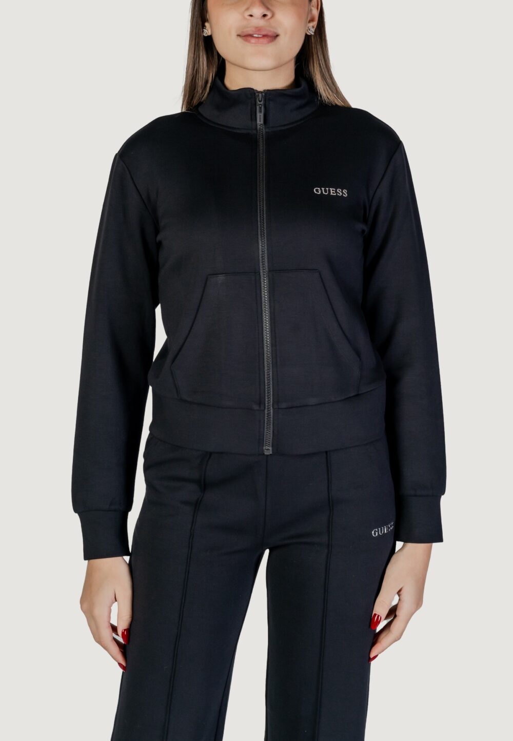 Felpa senza cappuccio Guess Active gelsey full zip Nero - Foto 1