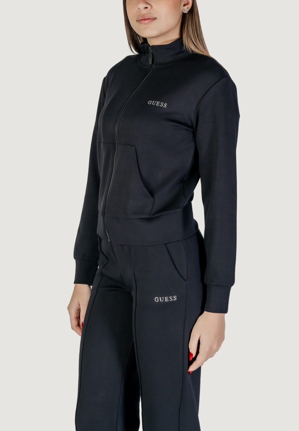 Felpa senza cappuccio Guess Active gelsey full zip Nero - Foto 2