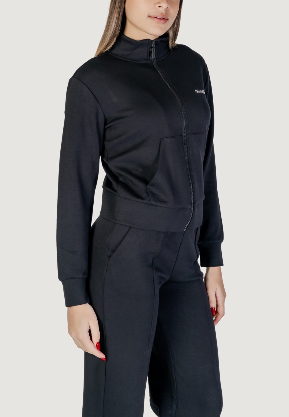 Felpa senza cappuccio Guess Active gelsey full zip Nero - Foto 3