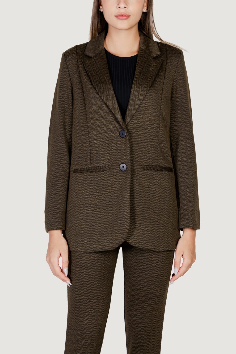 Giacca ICHI ihkate jacquard oversize Verde Oliva - Foto 5