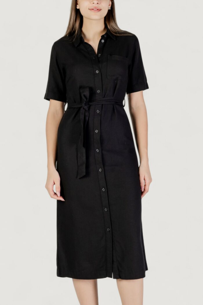 Vestito lungo Only onlcaro s/s linen bl belt dress cc pnt Nero