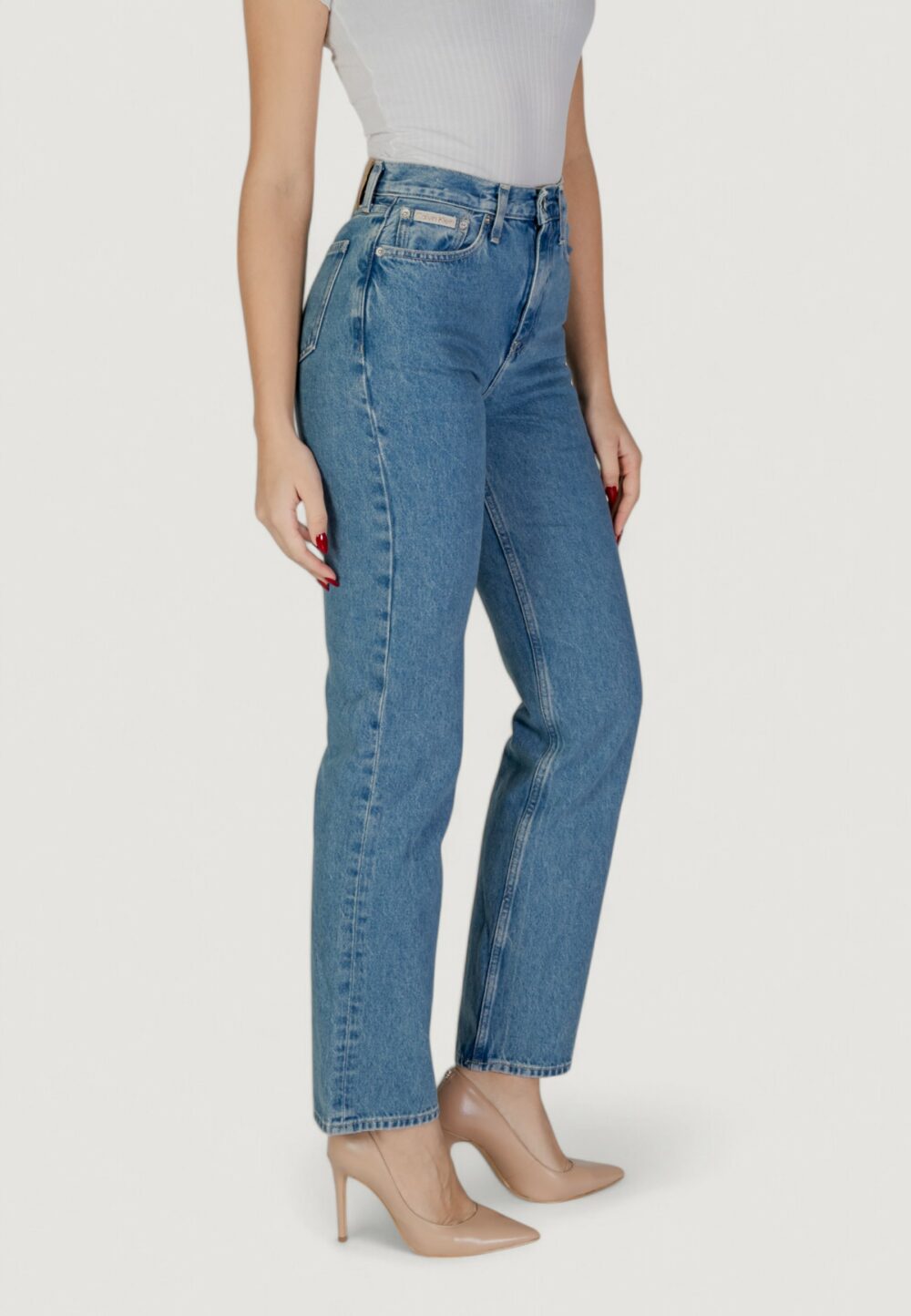 Jeans mom Calvin Klein Jeans high rise straight Denim - Foto 3