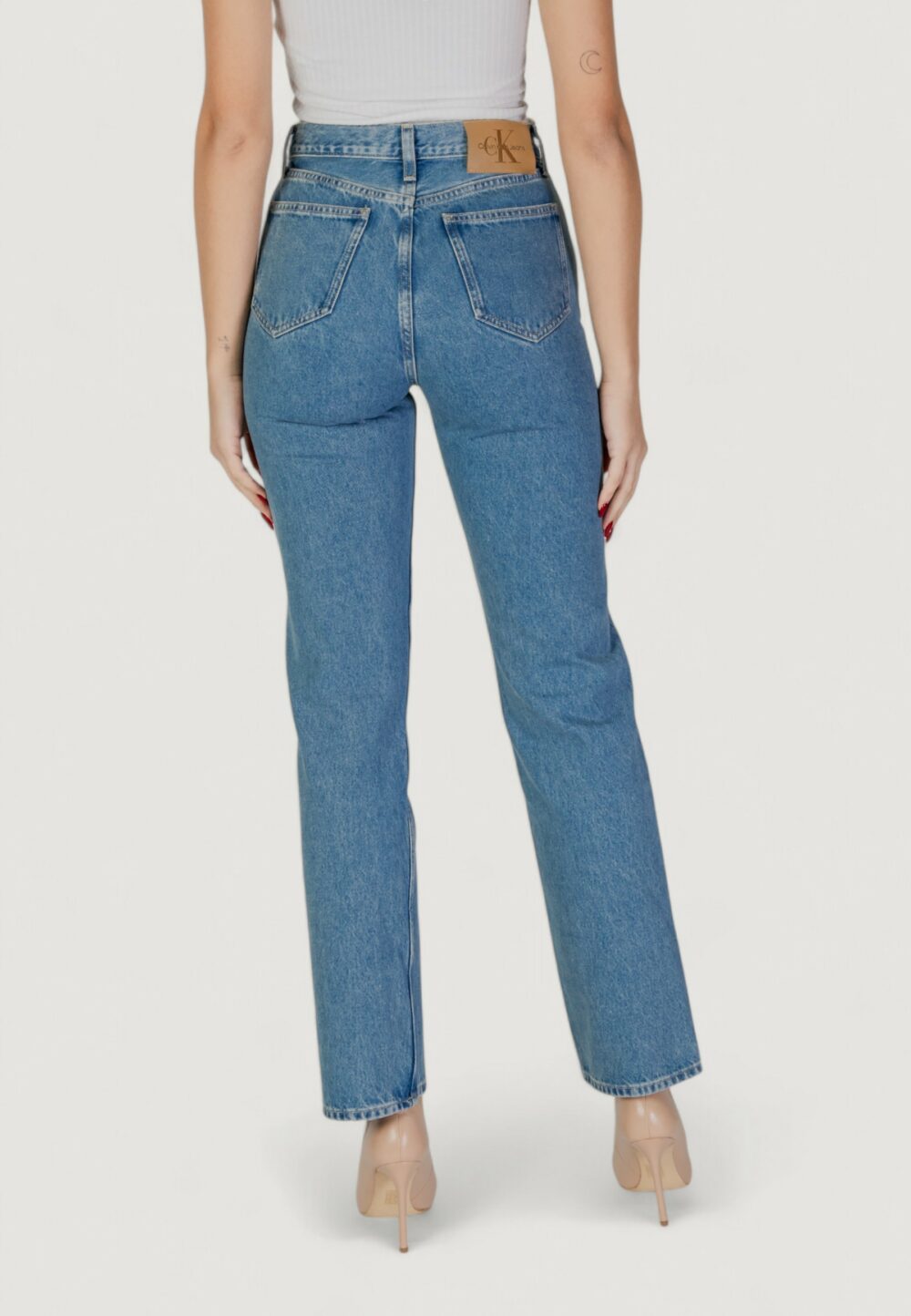 Jeans mom Calvin Klein Jeans high rise straight Denim - Foto 4