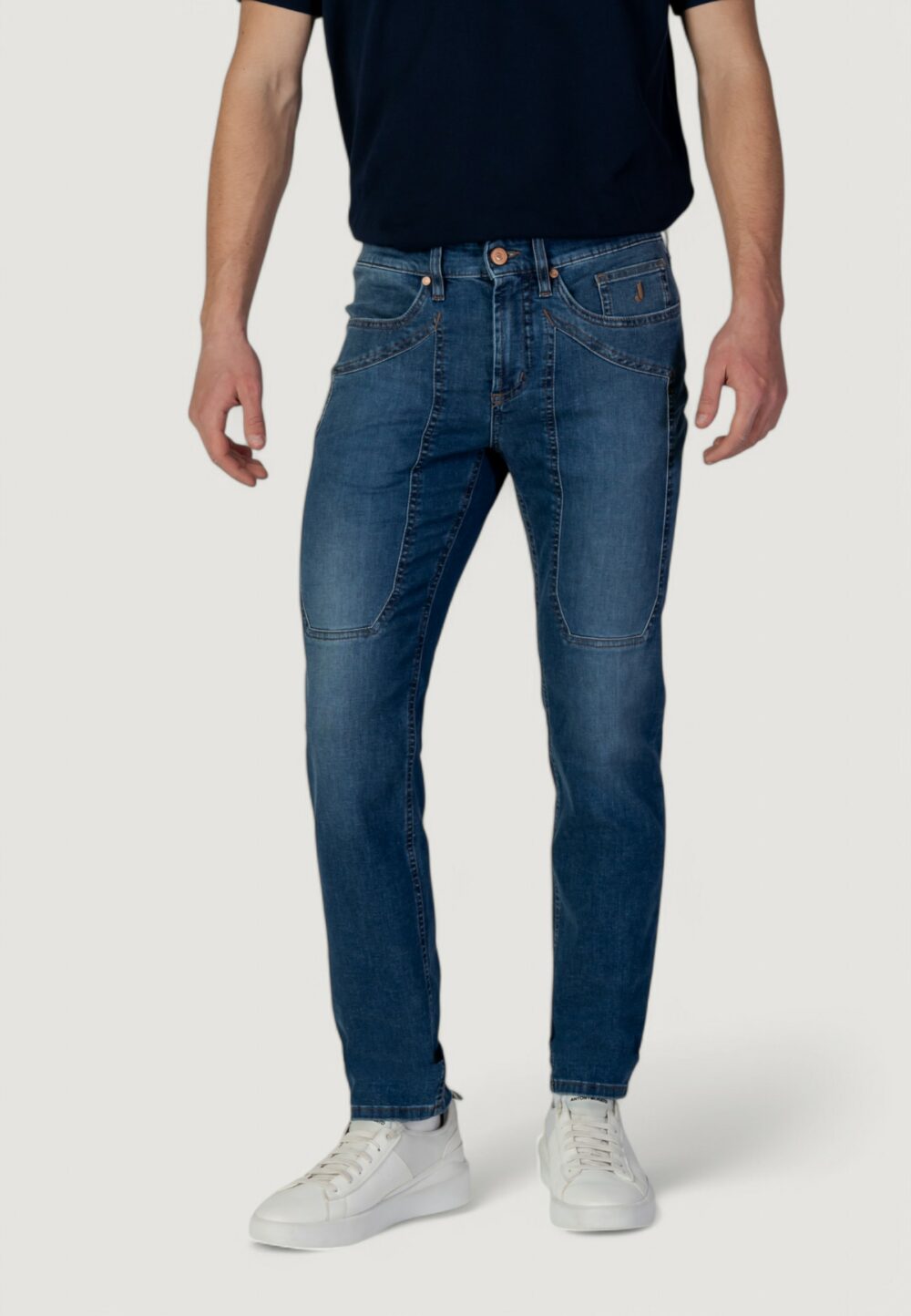 Jeans slim Jeckerson john 5 tasche toppa Blue Denim Scuro - Foto 1