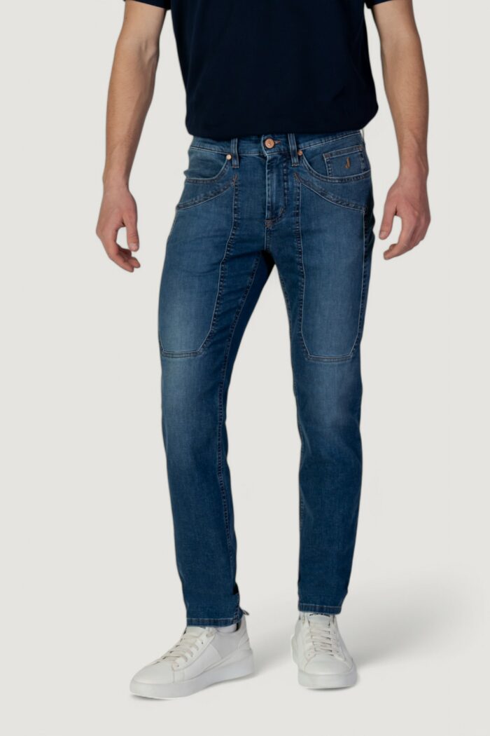 Jeans slim Jeckerson john 5 tasche toppa Blue Denim Scuro