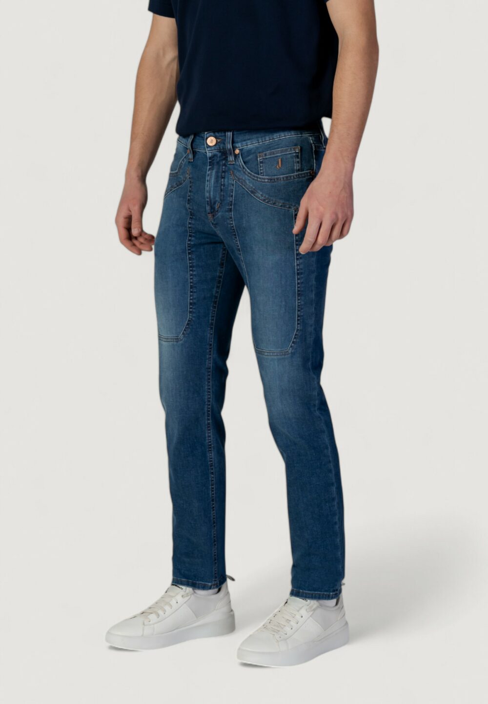 Jeans slim Jeckerson john 5 tasche toppa Blue Denim Scuro - Foto 3