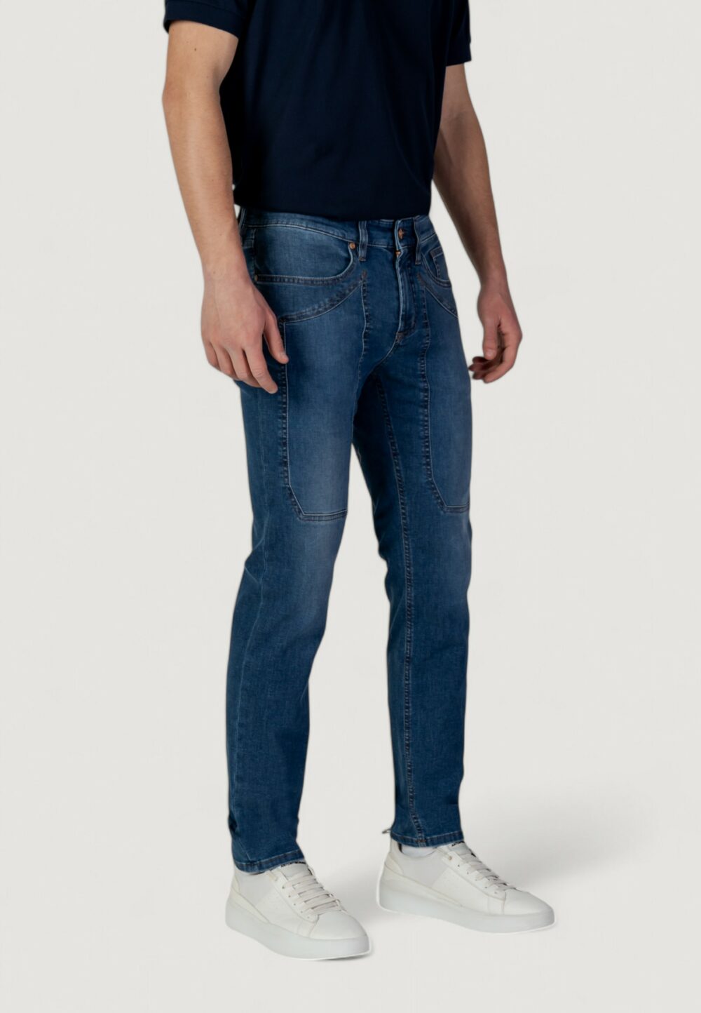 Jeans slim Jeckerson john 5 tasche toppa Blue Denim Scuro - Foto 4