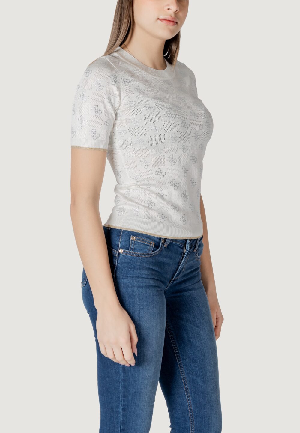 Maglia in filo manica corta Guess rosie 4g rn ss Bianco - Foto 3