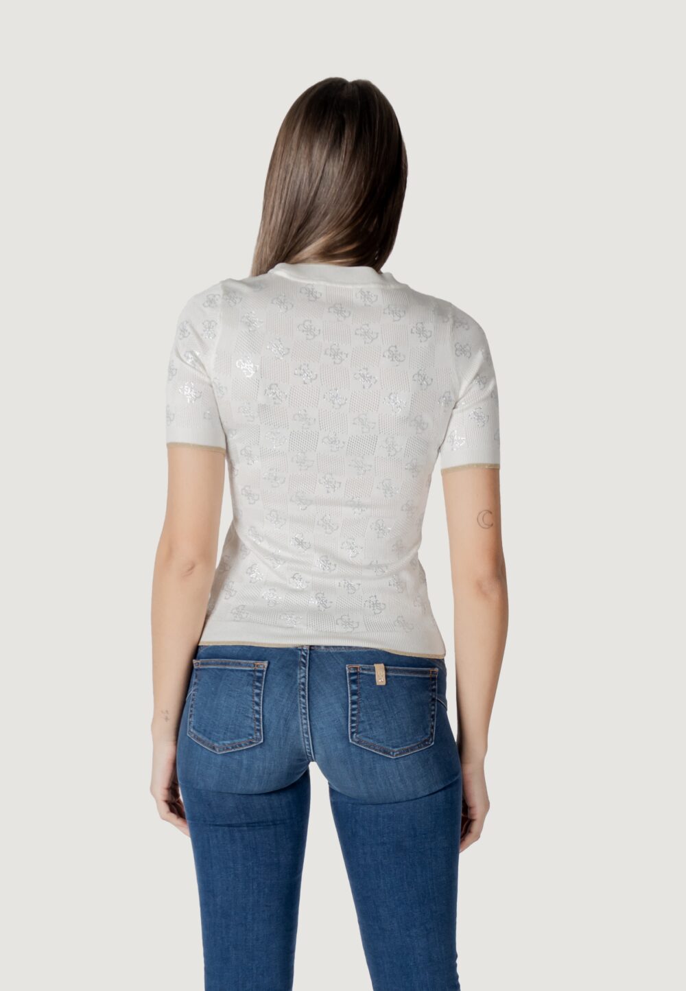 Maglia in filo manica corta Guess rosie 4g rn ss Bianco - Foto 5