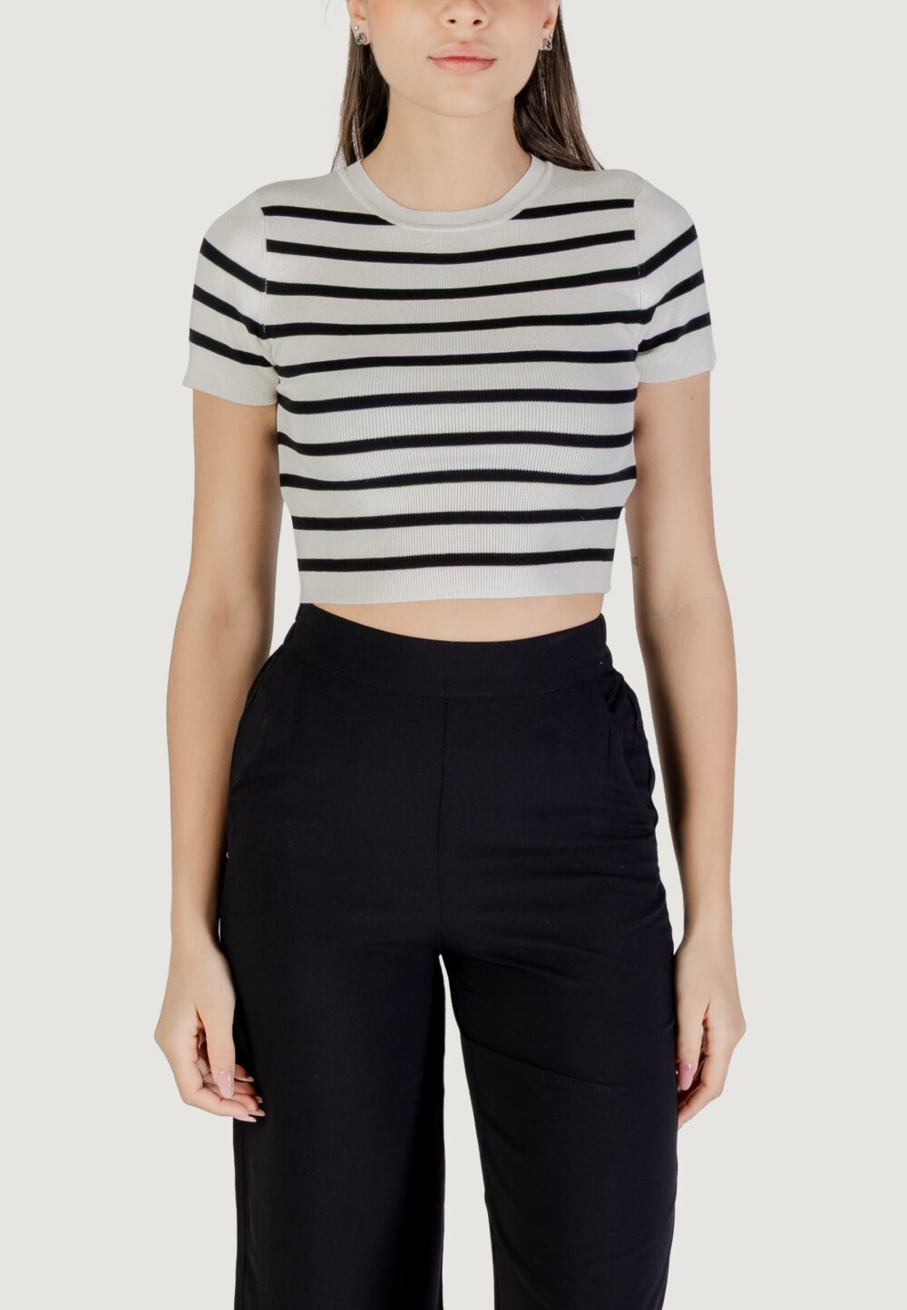 Maglia in filo manica corta Jacqueline de Yong jdycirkeline s/s crop top knt noos Panna - Foto 1