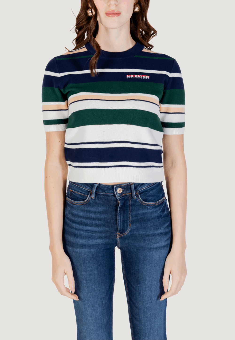 Maglia in filo manica corta Tommy Hilfiger sailing top mult Blu - Foto 4