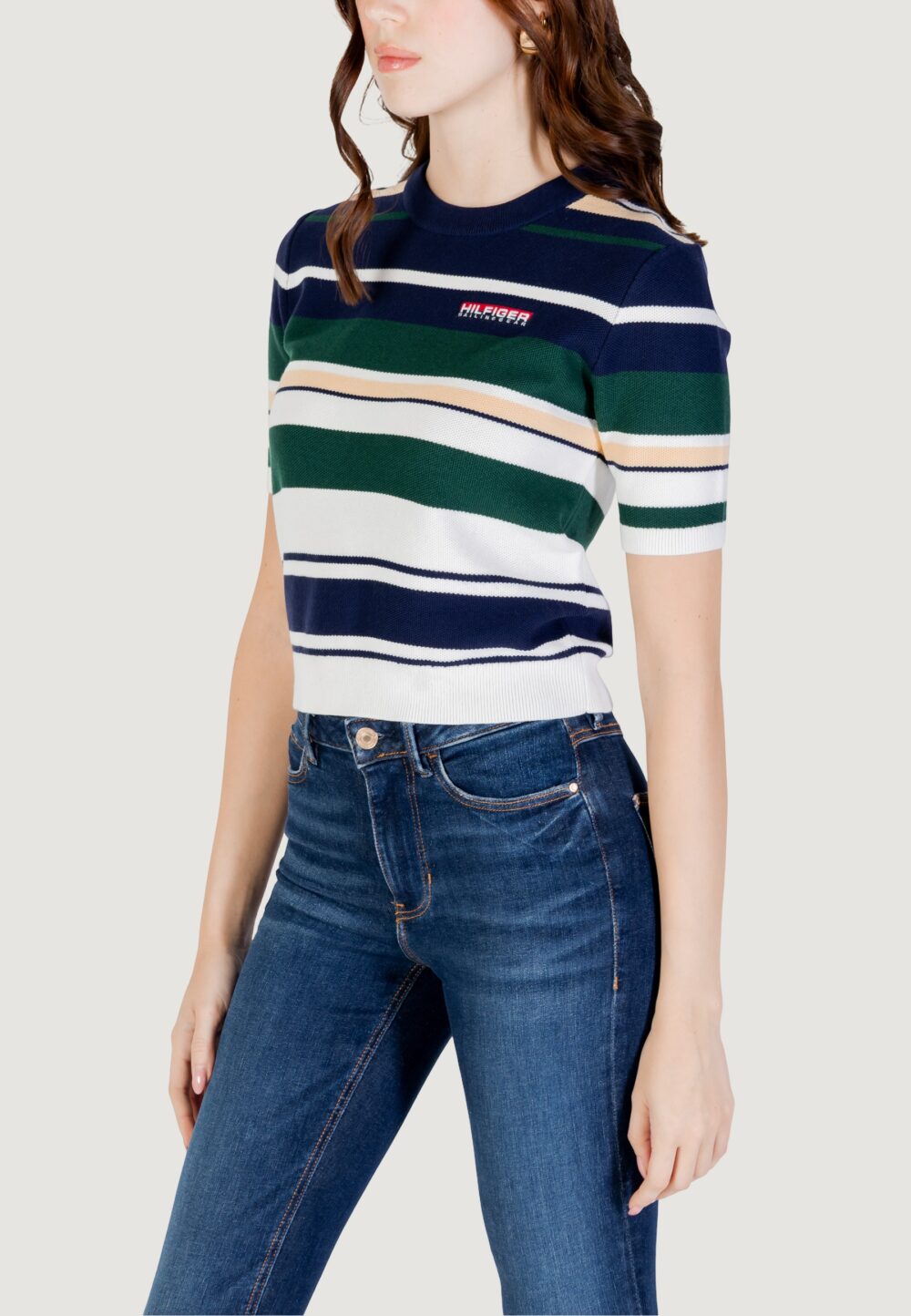 Maglia in filo manica corta Tommy Hilfiger sailing top mult Blu - Foto 1