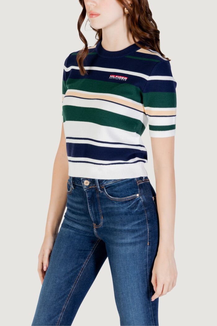 Maglia in filo manica corta Tommy Hilfiger sailing top mult Blu