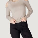 Maglia Only onlgila ls o-neck bling cc knt Beige - Foto 1
