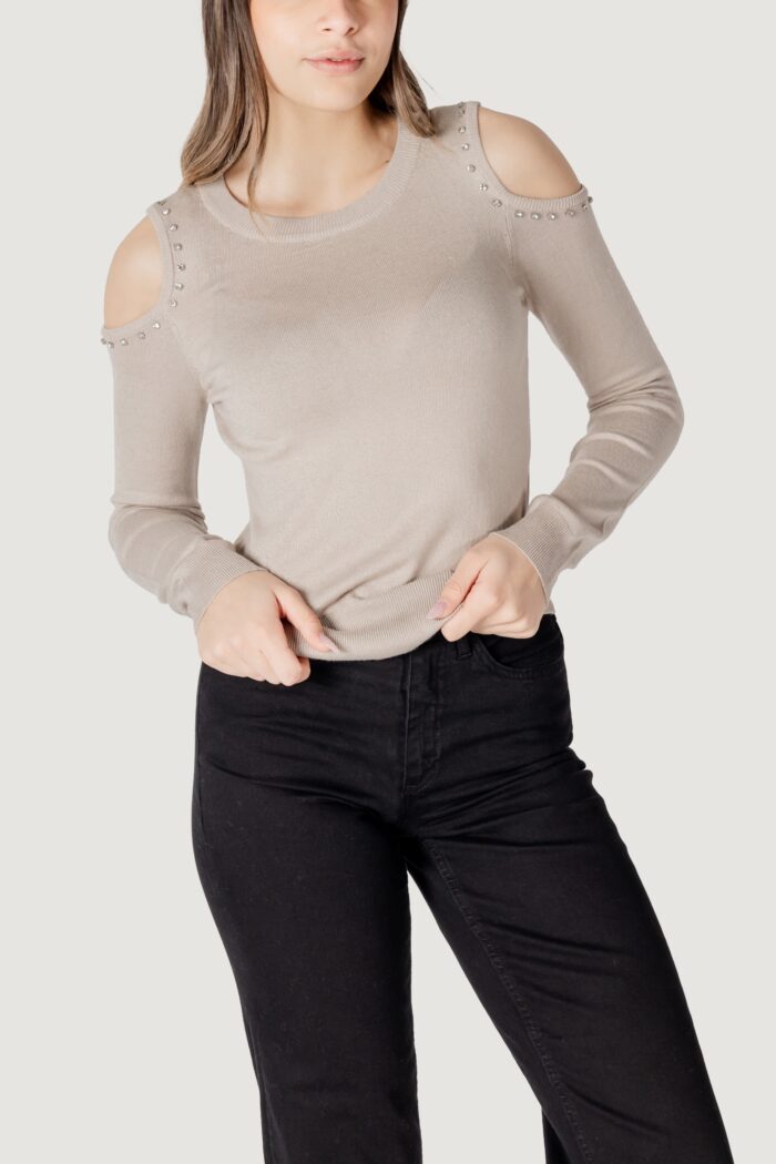 Maglia Only onlgila ls o-neck bling cc knt Beige