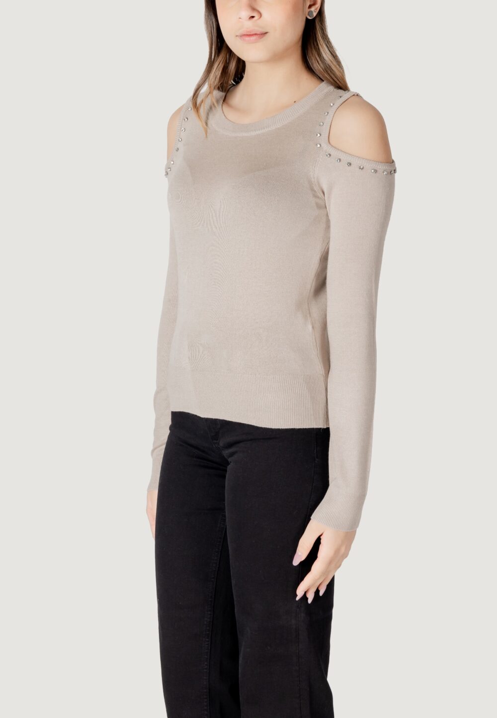 Maglia Only onlgila ls o-neck bling cc knt Beige - Foto 2