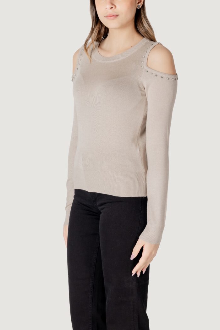 Maglia Only onlgila ls o-neck bling cc knt Beige