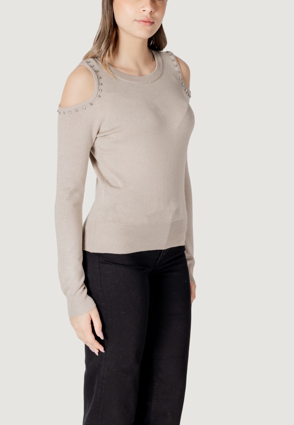 Maglia Only onlgila ls o-neck bling cc knt Beige - Foto 3