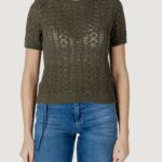 Maglia in filo manica corta Only onlsaga life ss o-neck cc knt Verde Oliva - Foto 1