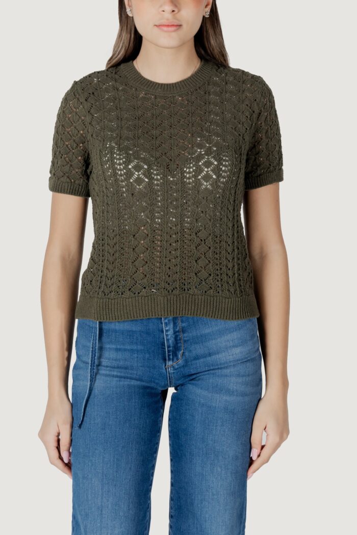 Maglia in filo manica corta Only onlsaga life ss o-neck cc knt Verde Oliva