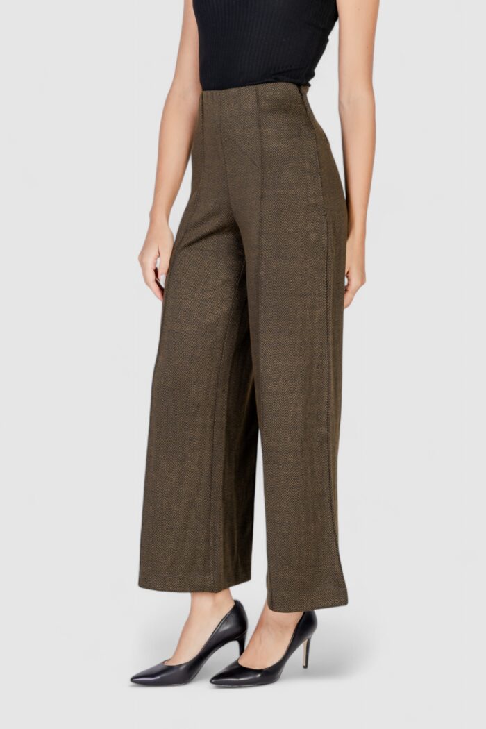 Pantaloni a palazzo ICHI ihkate jacquard Verde Oliva