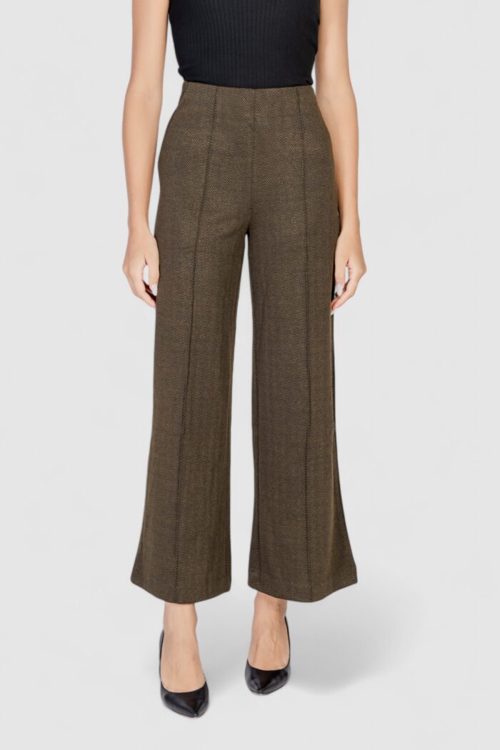 Pantaloni a palazzo ICHI ihkate jacquard Verde Oliva