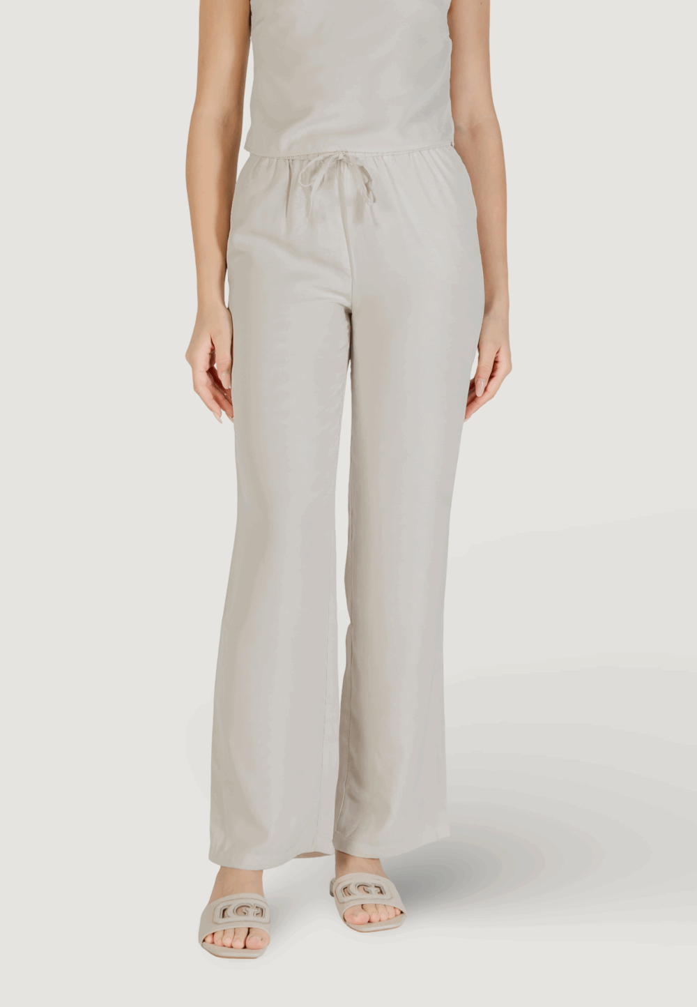 Pantaloni a palazzo Only onlthalia life hw string wvn Beige chiaro - Foto 1