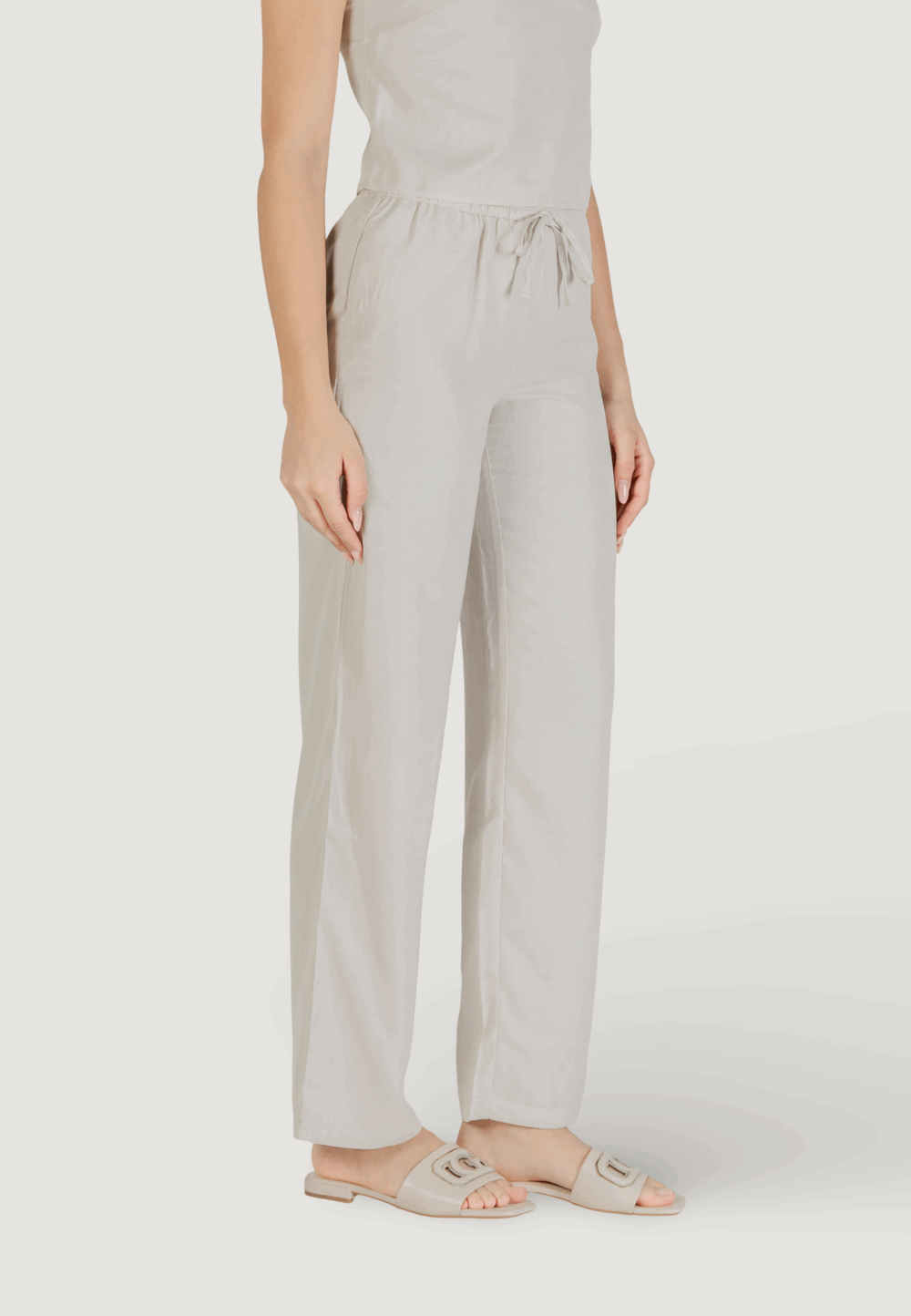 Pantaloni a palazzo Only onlthalia life hw string wvn Beige chiaro - Foto 4
