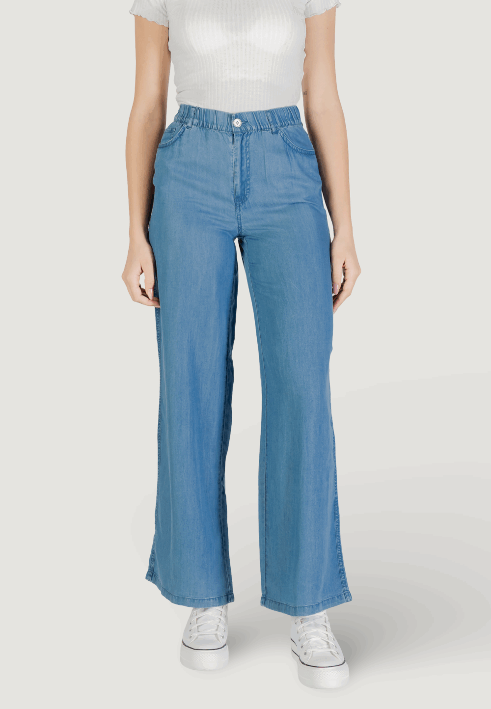 Pantaloni a palazzo Only onlcharis life mw pant cc wvn Denim - Foto 1