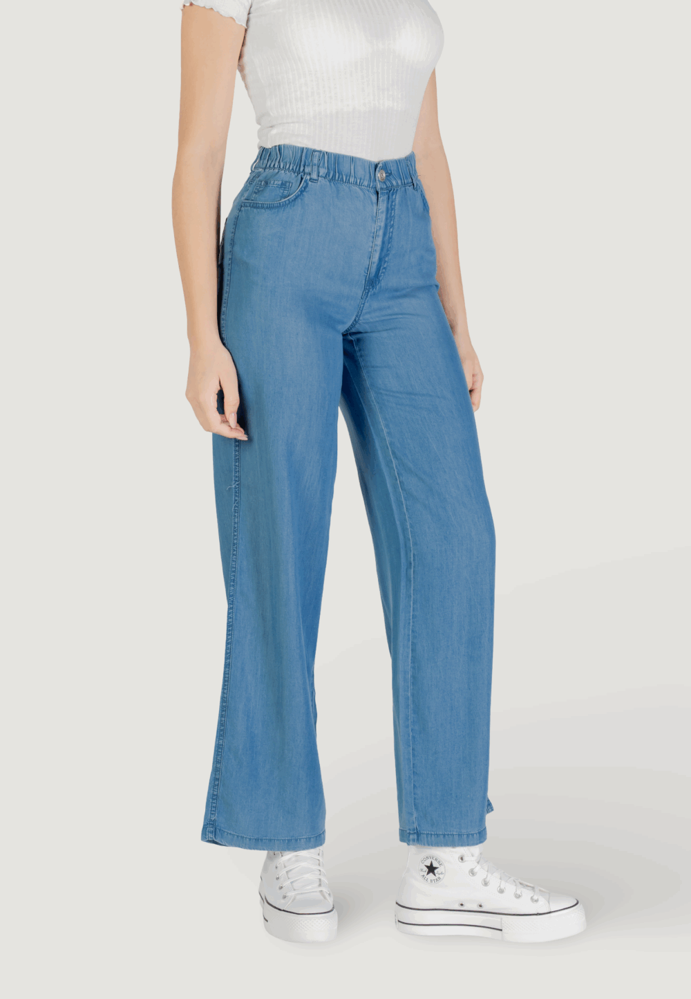 Pantaloni a palazzo Only onlcharis life mw pant cc wvn Denim - Foto 3