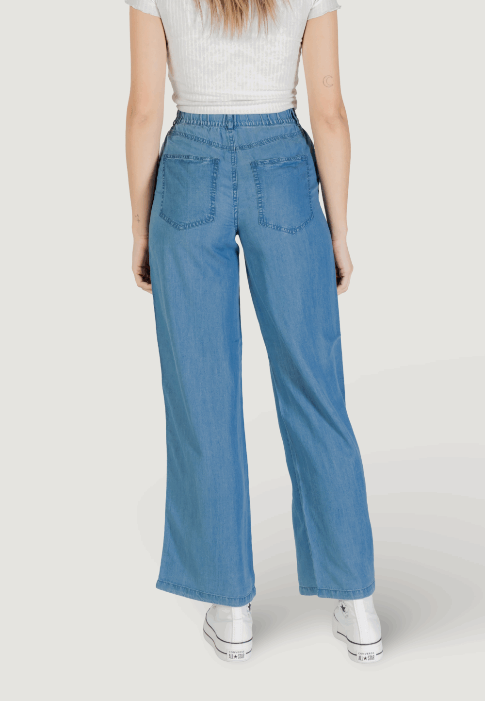 Pantaloni a palazzo Only onlcharis life mw pant cc wvn Denim - Foto 4