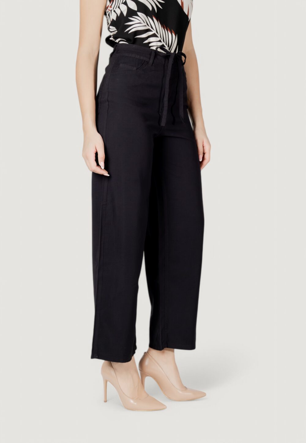 Pantaloni a palazzo Only onlbleecker aris life mw pant cc wvn Nero - Foto 3