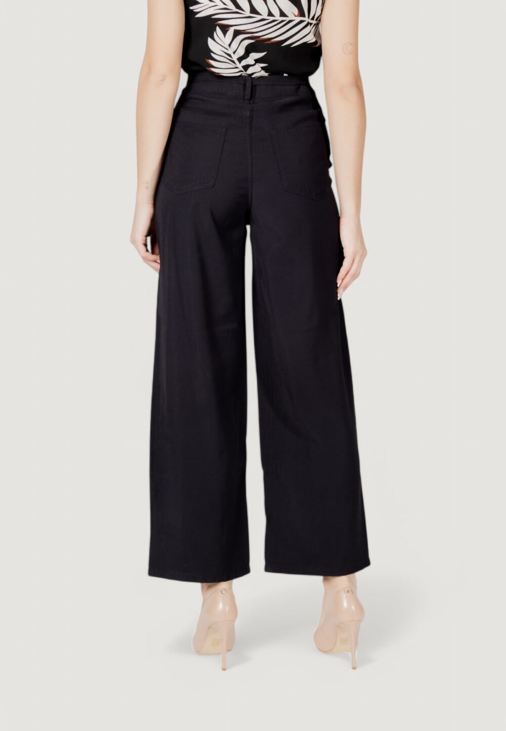 Pantaloni a palazzo Only onlbleecker aris life mw pant cc wvn Nero - Foto 4