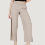 Pantaloni a palazzo Only onlaris life hw pull-up pant cc wvn Taupe - Foto 1