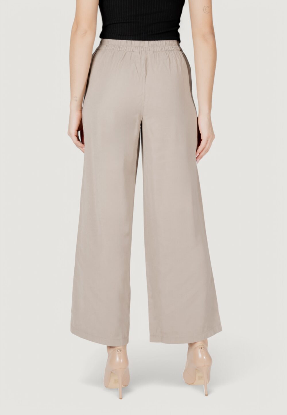 Pantaloni a palazzo Only onlaris life hw pull-up pant cc wvn Taupe - Foto 4