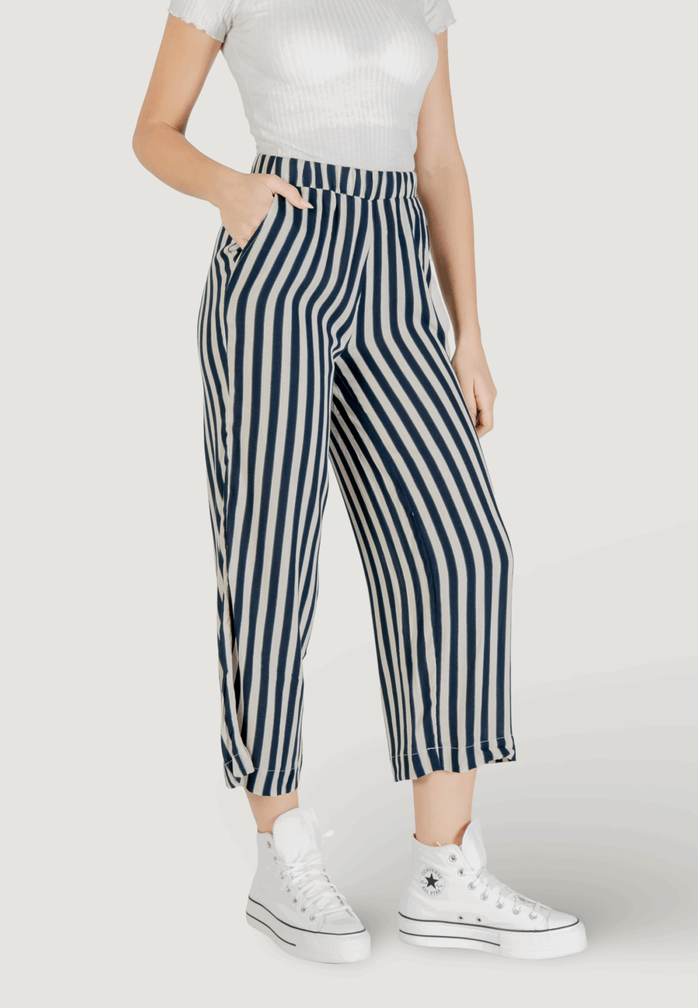 Pantaloni cropped ICHI ihmarrakech aop pa7 Blu - Foto 3
