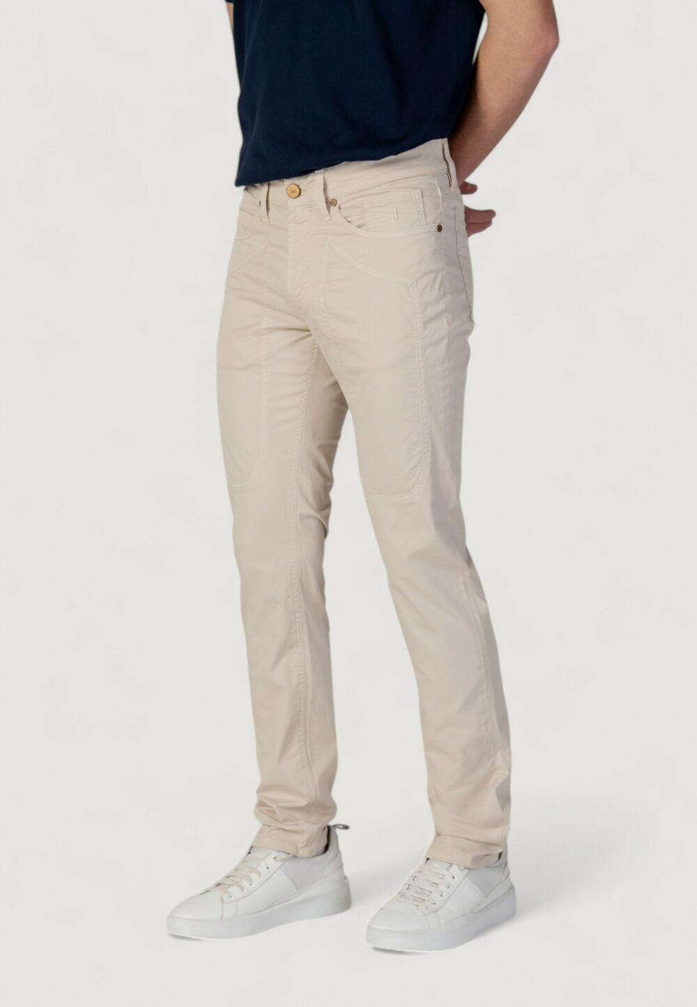 Pantaloni slim Jeckerson john 5 tasche toppa Beige chiaro - Foto 2