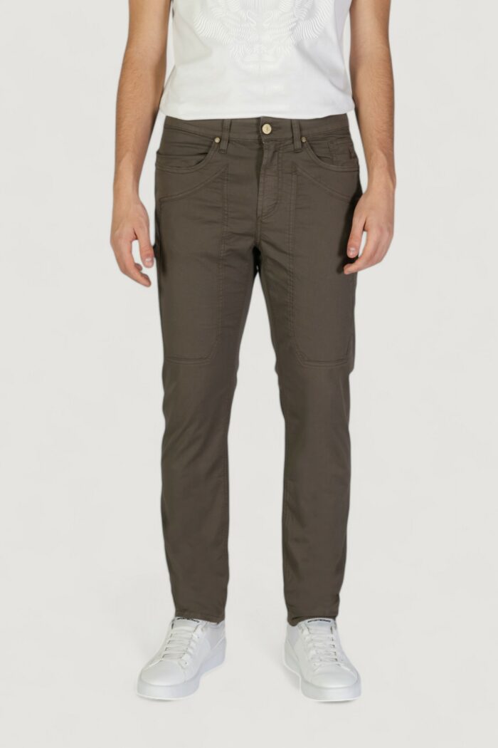 Pantaloni slim Jeckerson john 5 tasche toppa Cioccolato