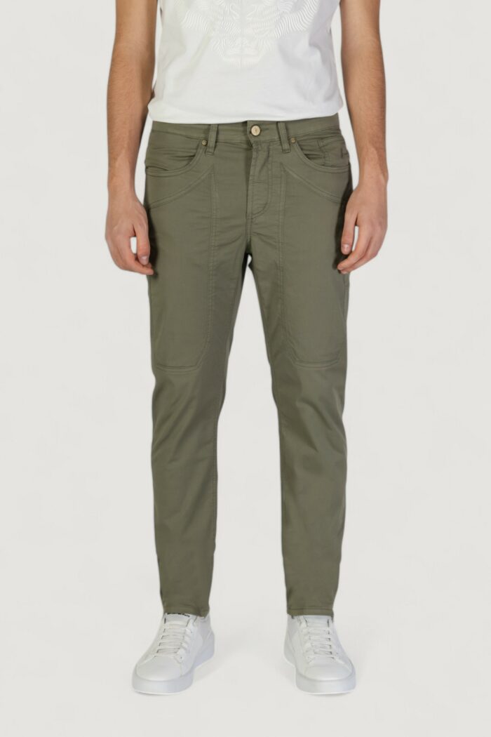 Pantaloni slim Jeckerson john 5 tasche toppa VERDE SALVIA