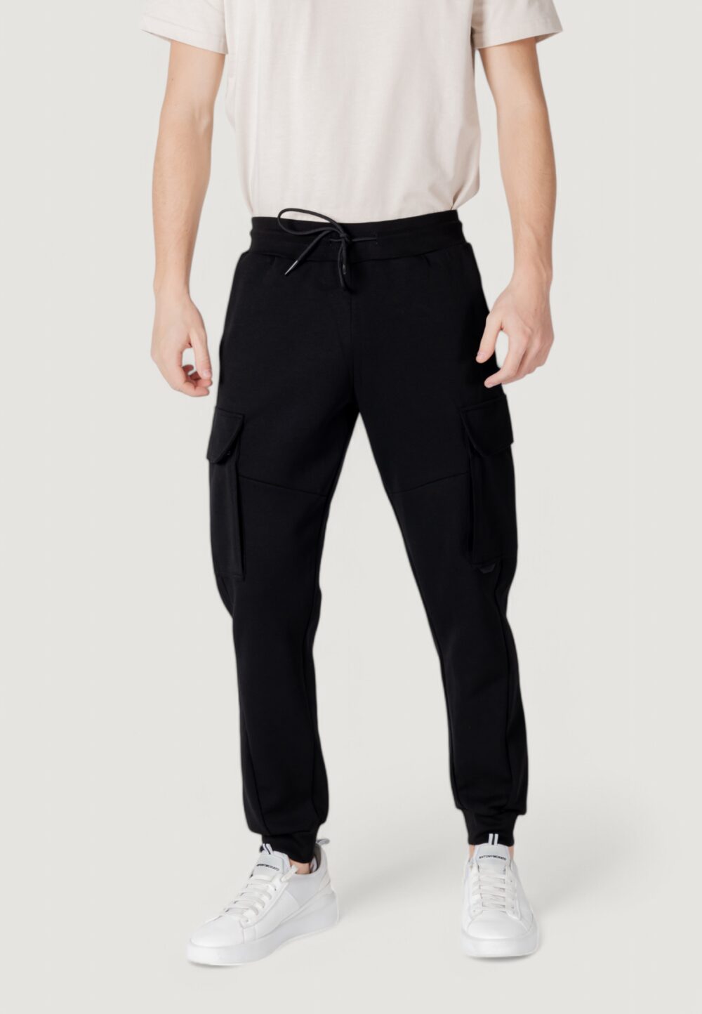 Pantaloni sportivi Antony Morato regular fit with logoed rubber flag Nero - Foto 1