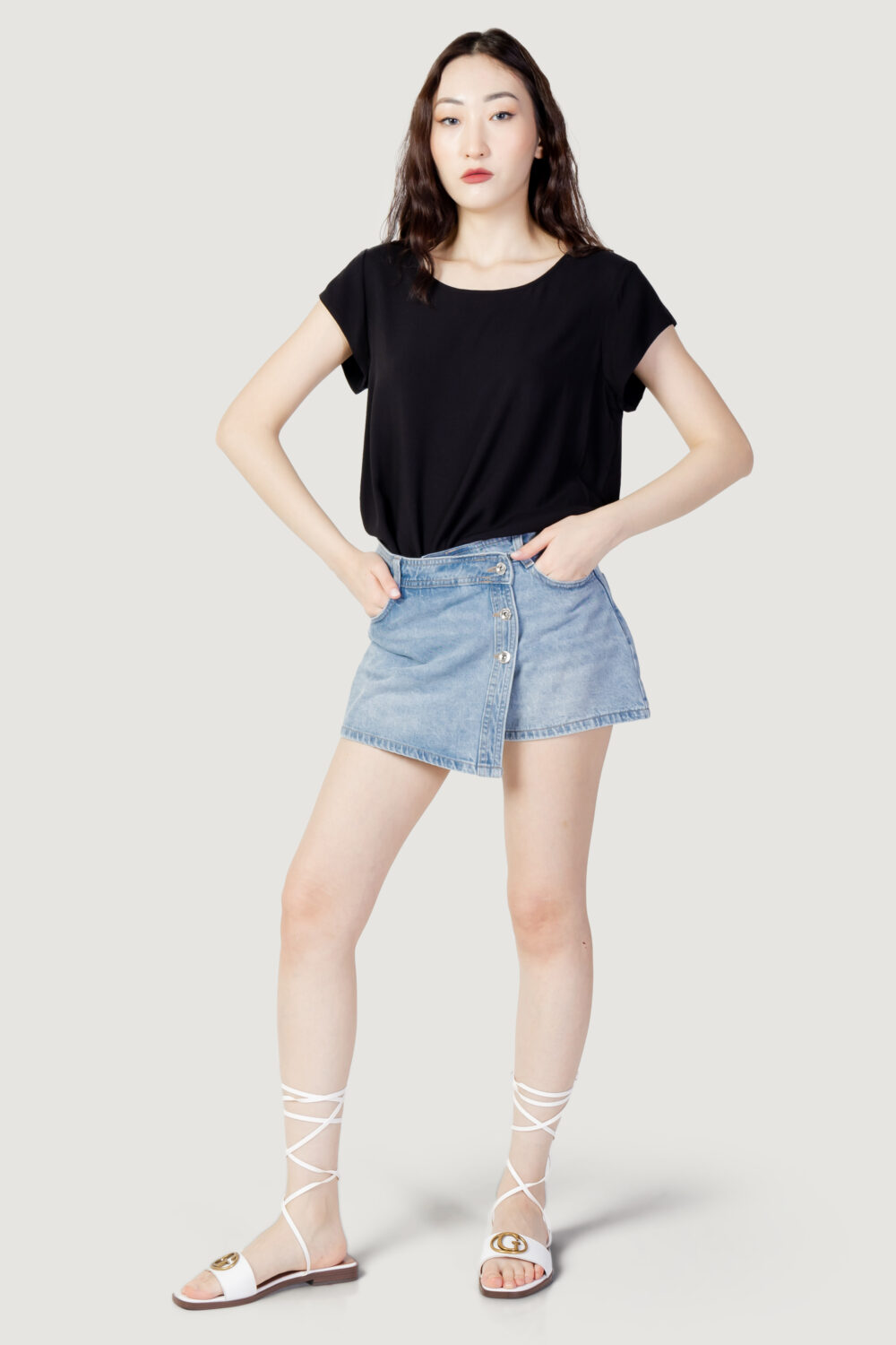 Shorts Only onllesly reg lb dnm skort bj Blue Denim Chiaro - Foto 4