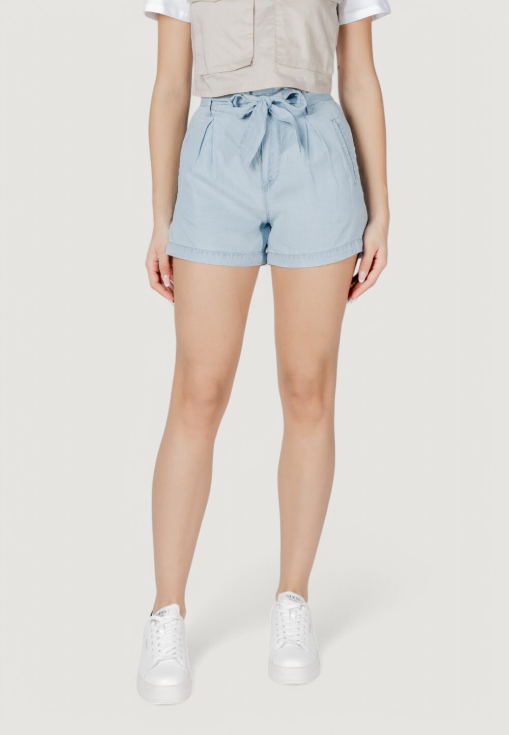 Shorts Only onlcharis life hw belt shorts cc wvn Denim chiaro - Foto 1