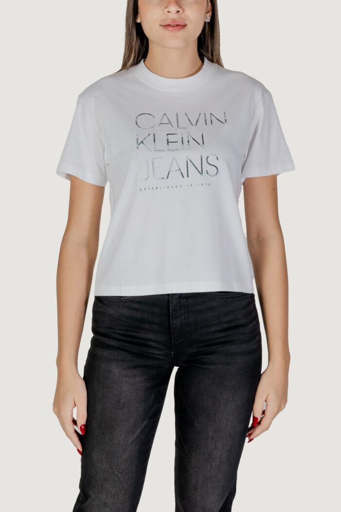 T-shirt Calvin Klein Jeans embroidered institutional Bianco