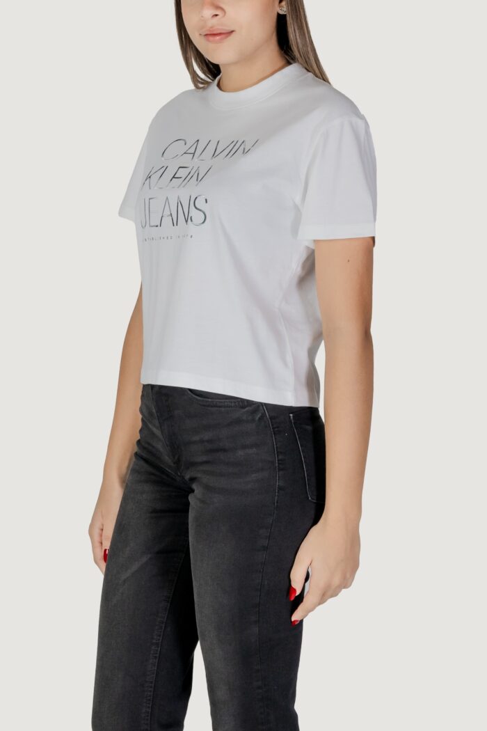T-shirt Calvin Klein Jeans embroidered institutional Bianco