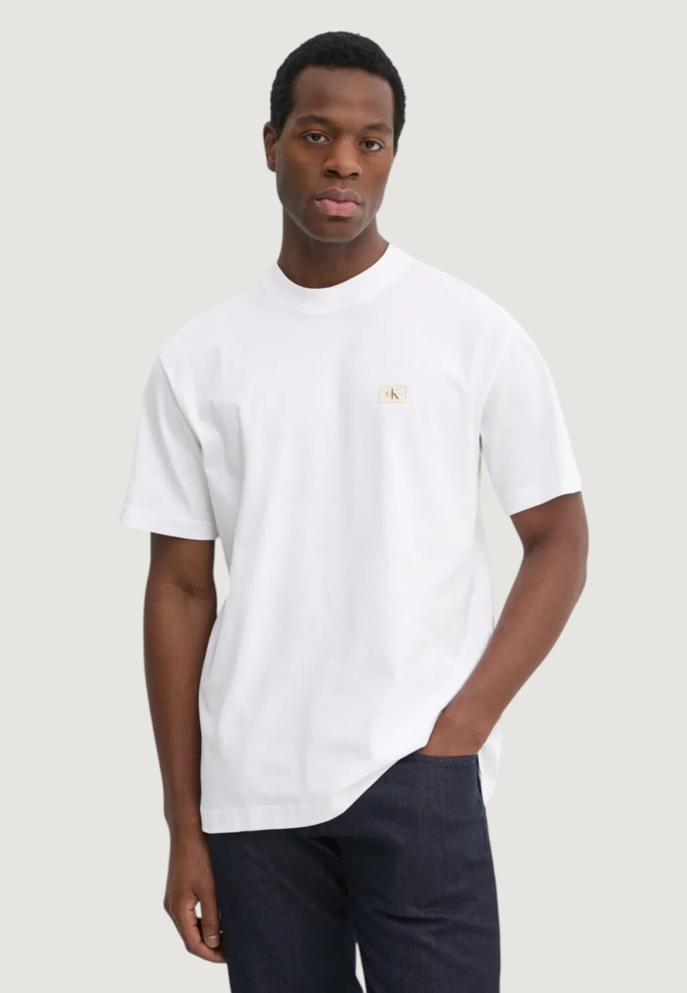 T-shirt Calvin Klein Jeans woven label relaxed Bianco - Foto 1