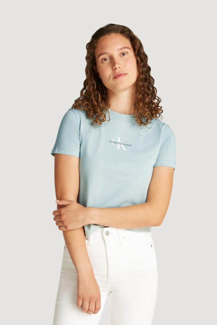 T-shirt Calvin Klein Jeans monologo baby Blu Chiaro
