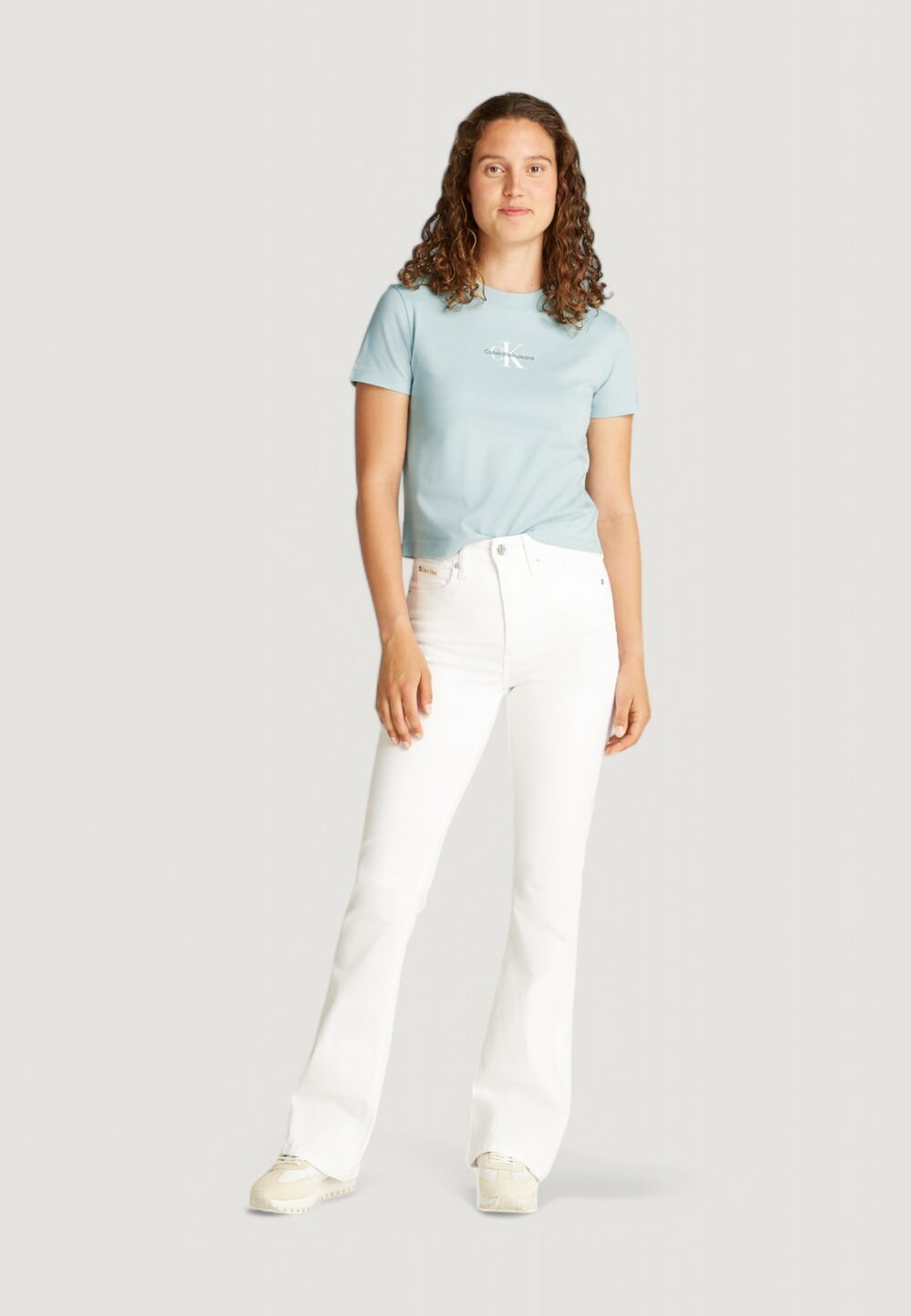 T-shirt Calvin Klein Jeans monologo baby Blu Chiaro - Foto 3