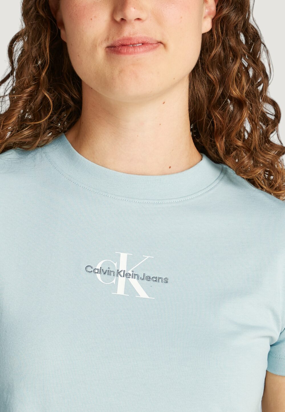T-shirt Calvin Klein Jeans monologo baby Blu Chiaro - Foto 5