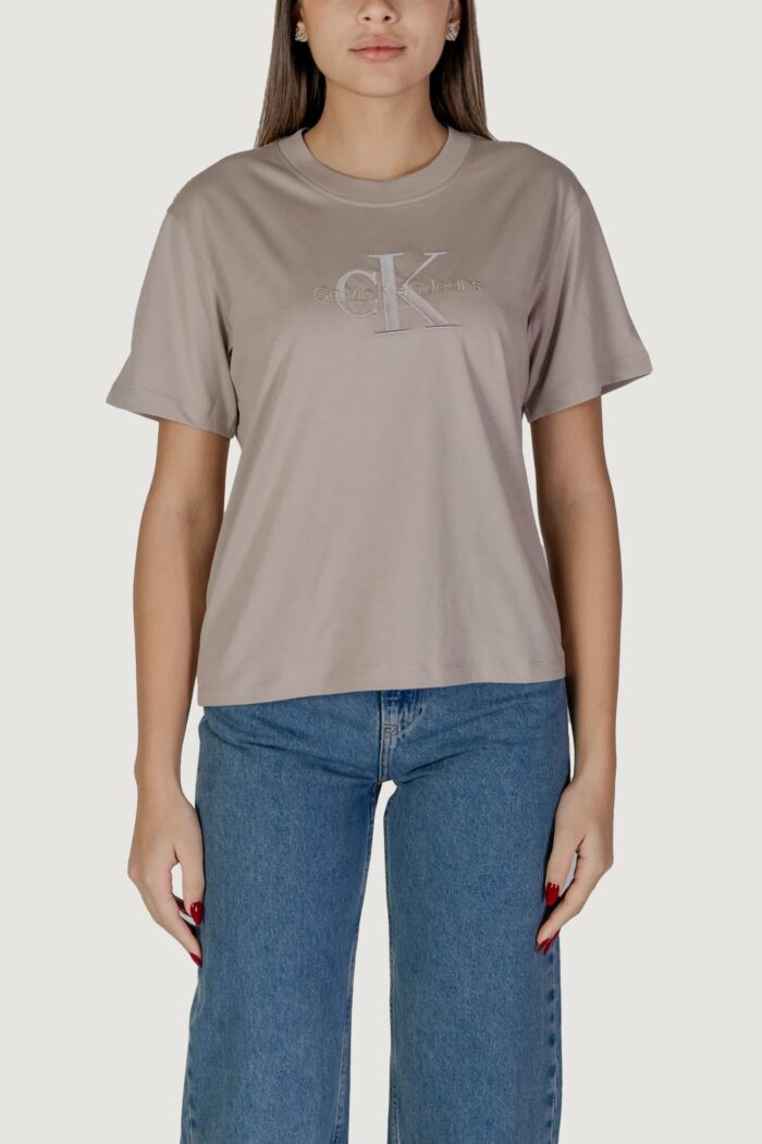 T-shirt Calvin Klein Jeans embroidered monologo Piumice Stone