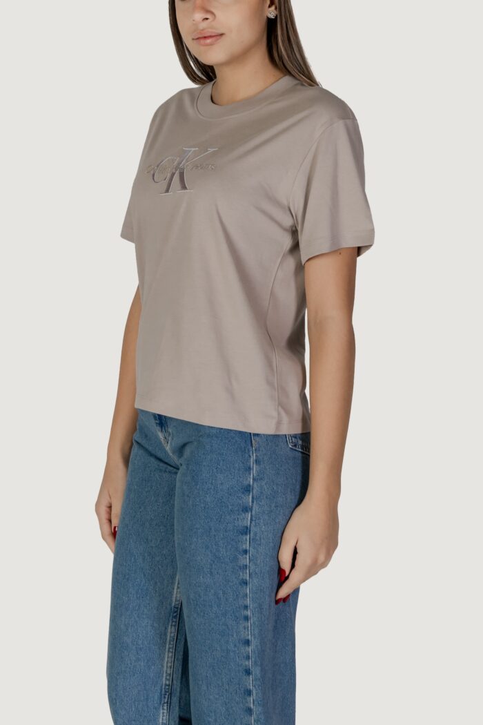 T-shirt Calvin Klein Jeans embroidered monologo Piumice Stone
